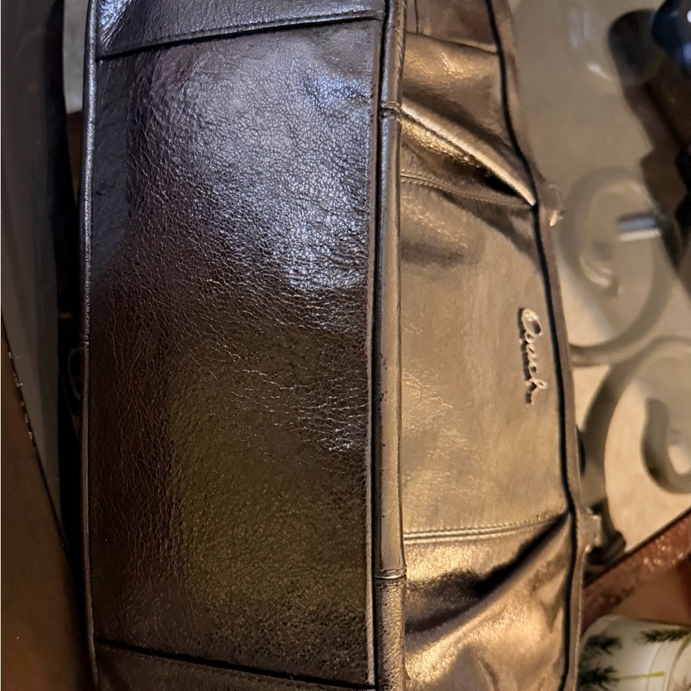 Coach Gallery Metallic Bronze Signature Lurex Tote - Picture 11 of 14